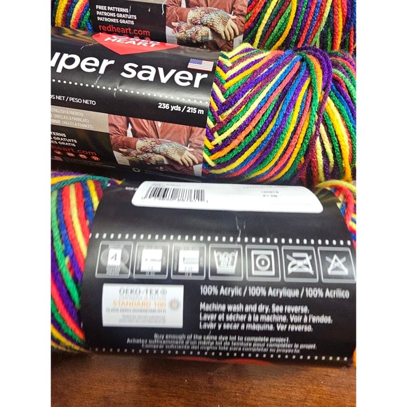 Red Heart Super Saver Yarn Mexicana Color 3 Skeins Acrylic Crochet Craft - Picture 4 of 5